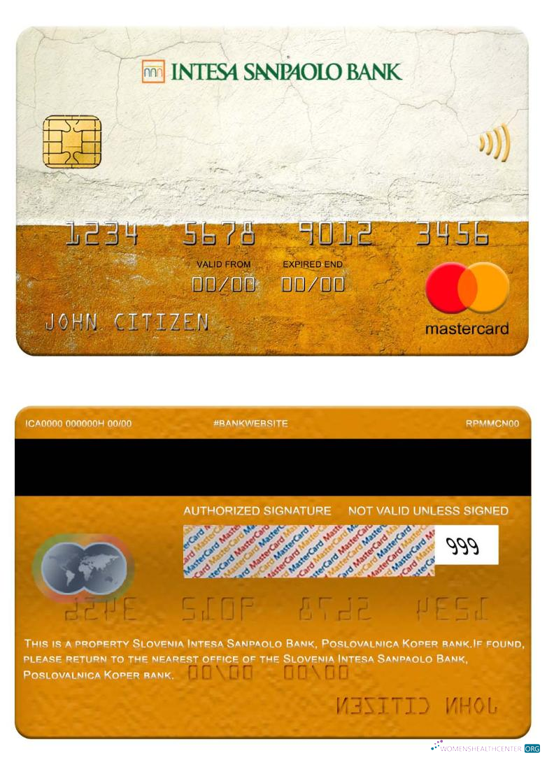 Download Slovenia Intesa Sanpaolo Bank, Poslovalnica Koper bank mastercard Photoshop template